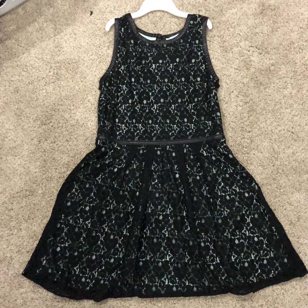 Green Dress with Black Lace